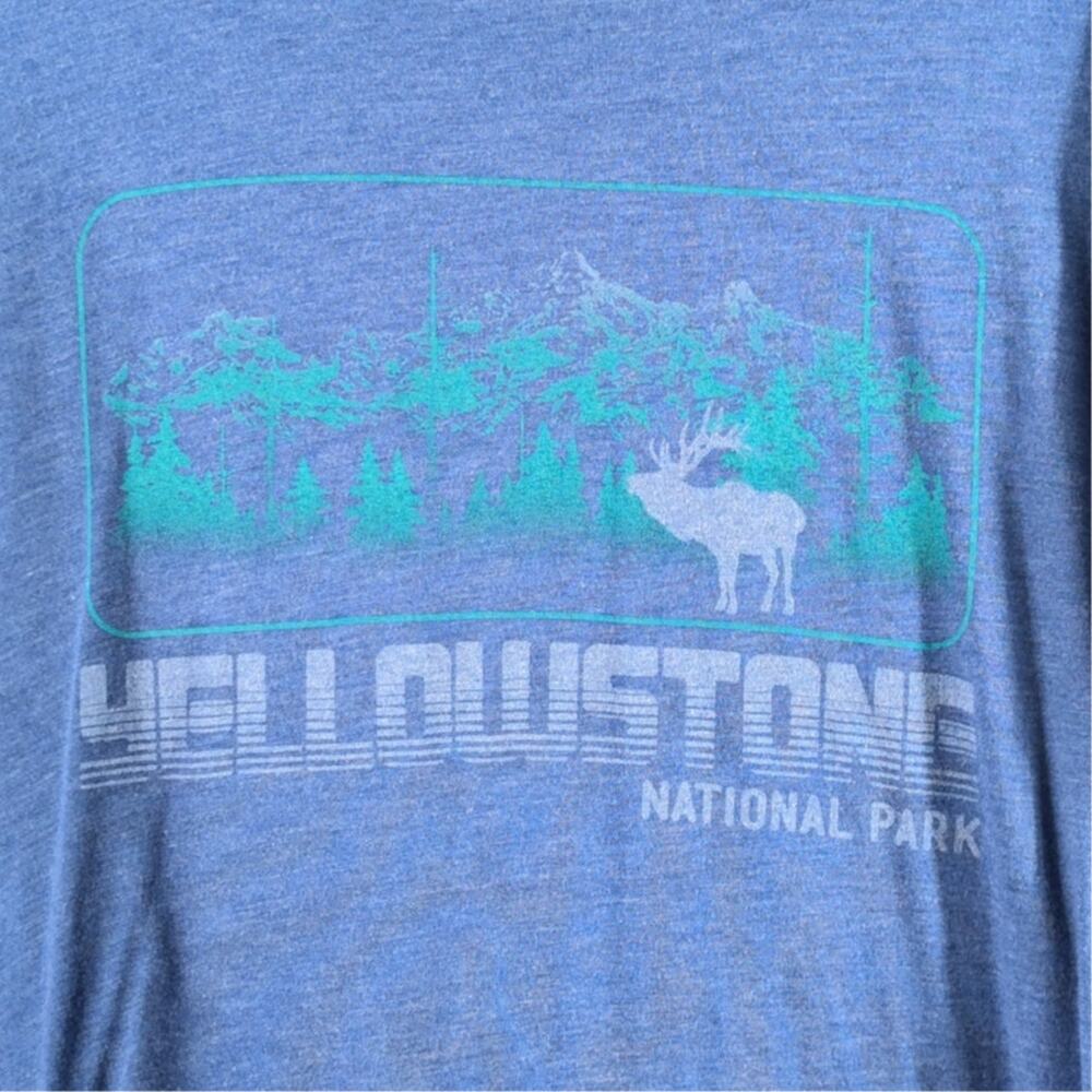 Ouray Sportswear Yellowstone National Park Mens Medium Graphic Tee Blue Heather